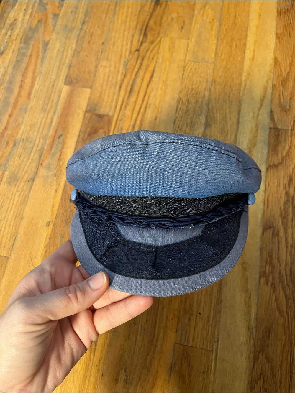 Vintage Men's blue Greek Fisherman’s Cap M 7 and 1/8
